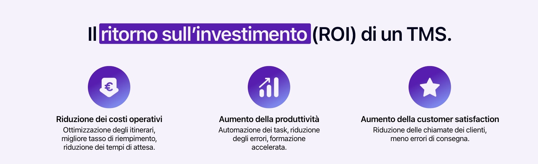 Diagramma che mostra il ritorno sull'investimento di un TMS.