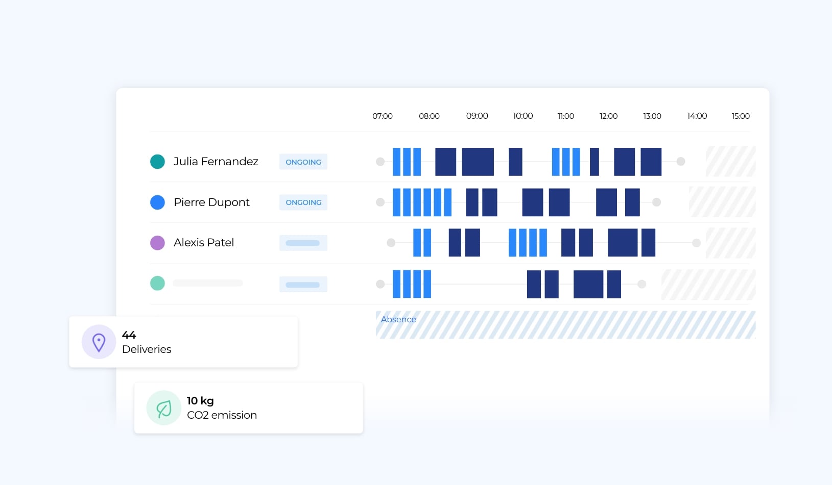 Calendar of routes in AntsRoute dashboard