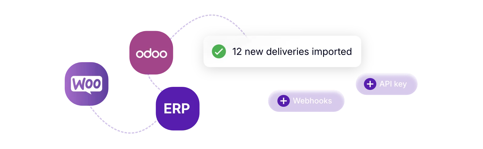 Automatic delivery import from ERP, Odoo or WooCommerce via API and webhooks