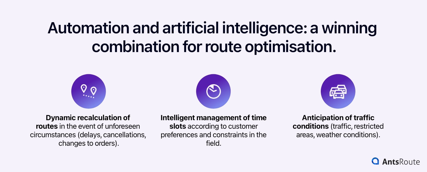 Figure showing the impact of artificial intelligence and automation on route optimisation.