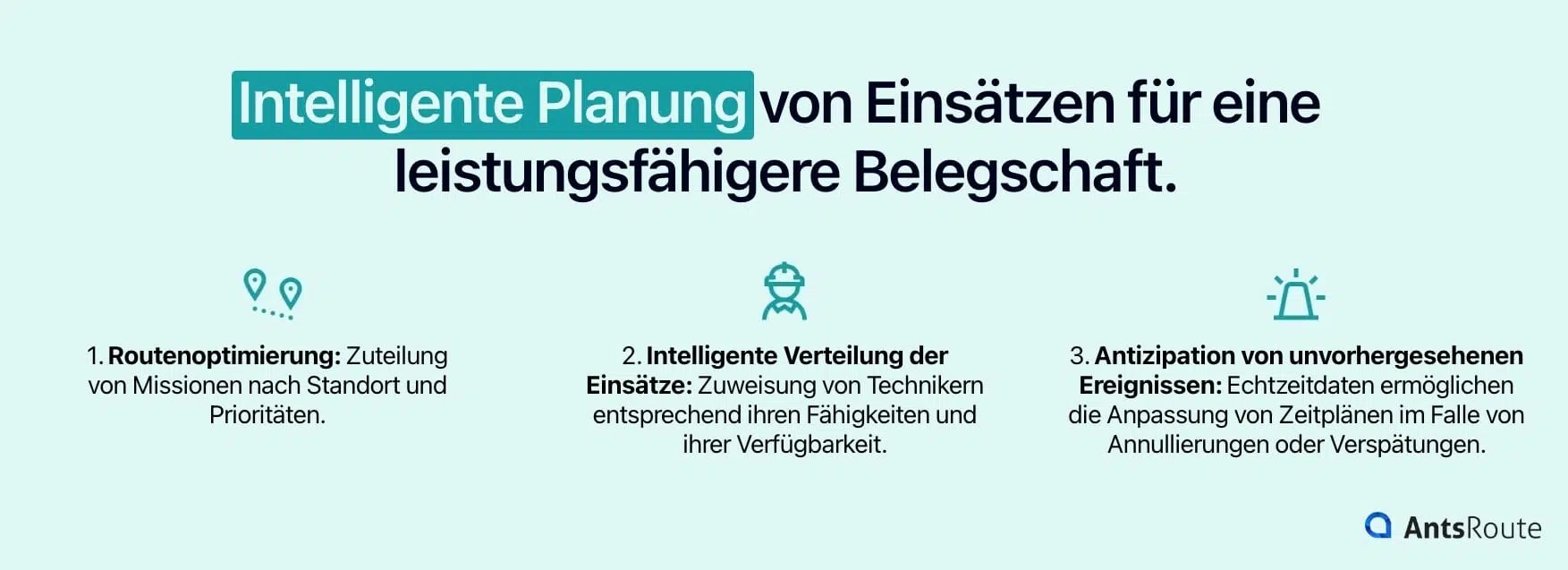 Schema, das die Vorteile einer intelligenten Einsatzplanung für eine leistungsfähigere Arbeitskraft darstellt.