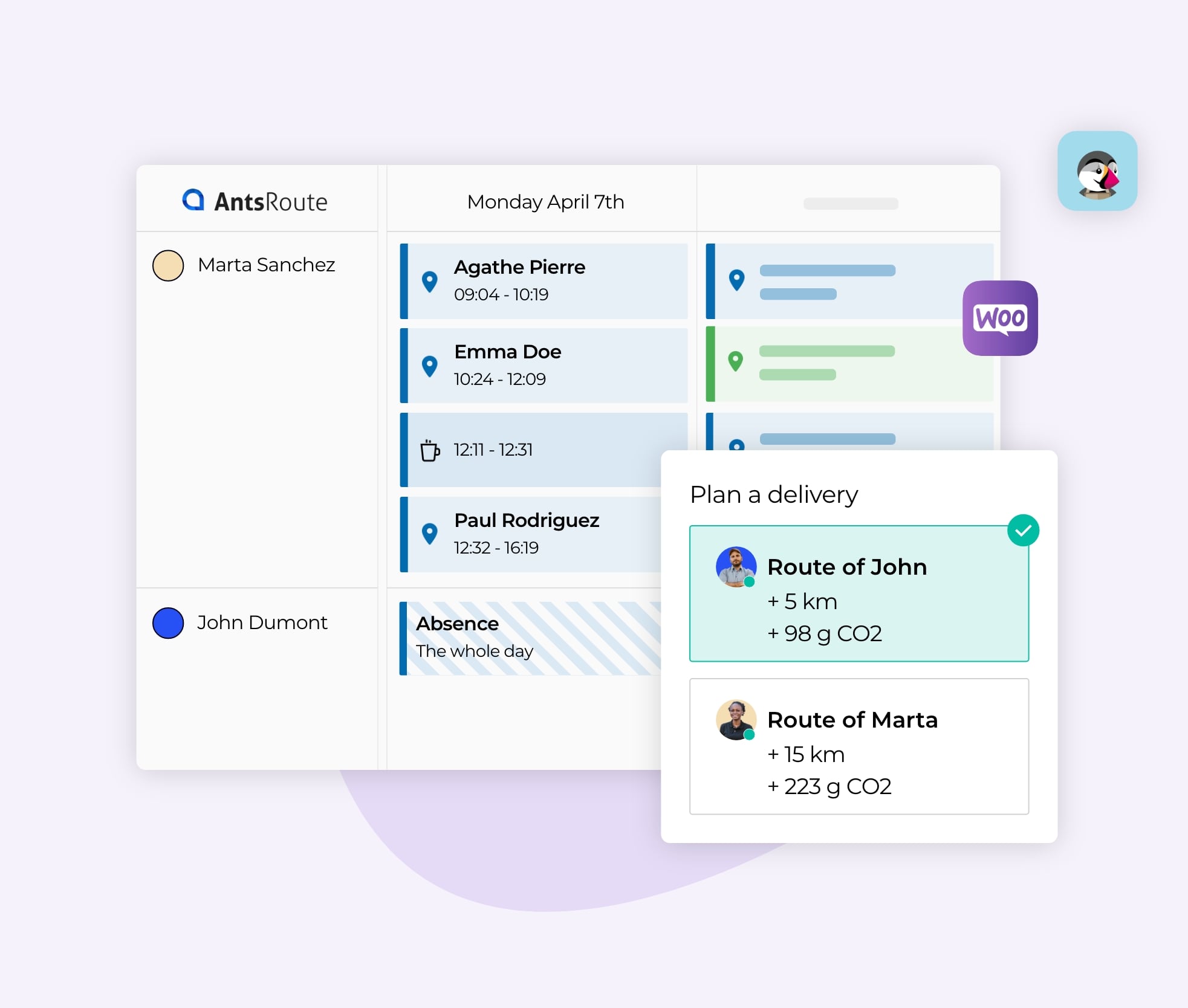 The weekly delivery schedule on AntsRoute