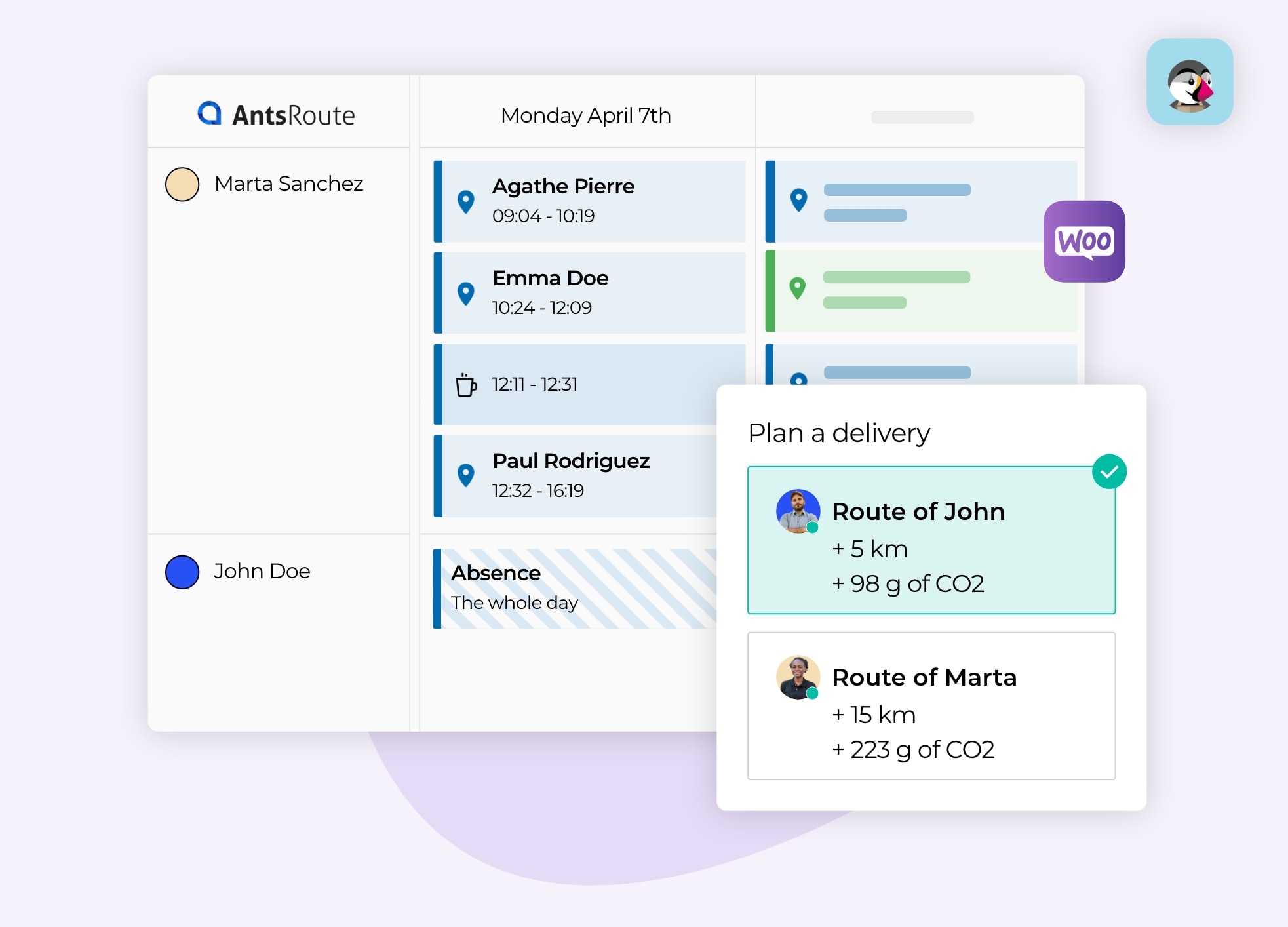 The weekly delivery schedule on AntsRoute