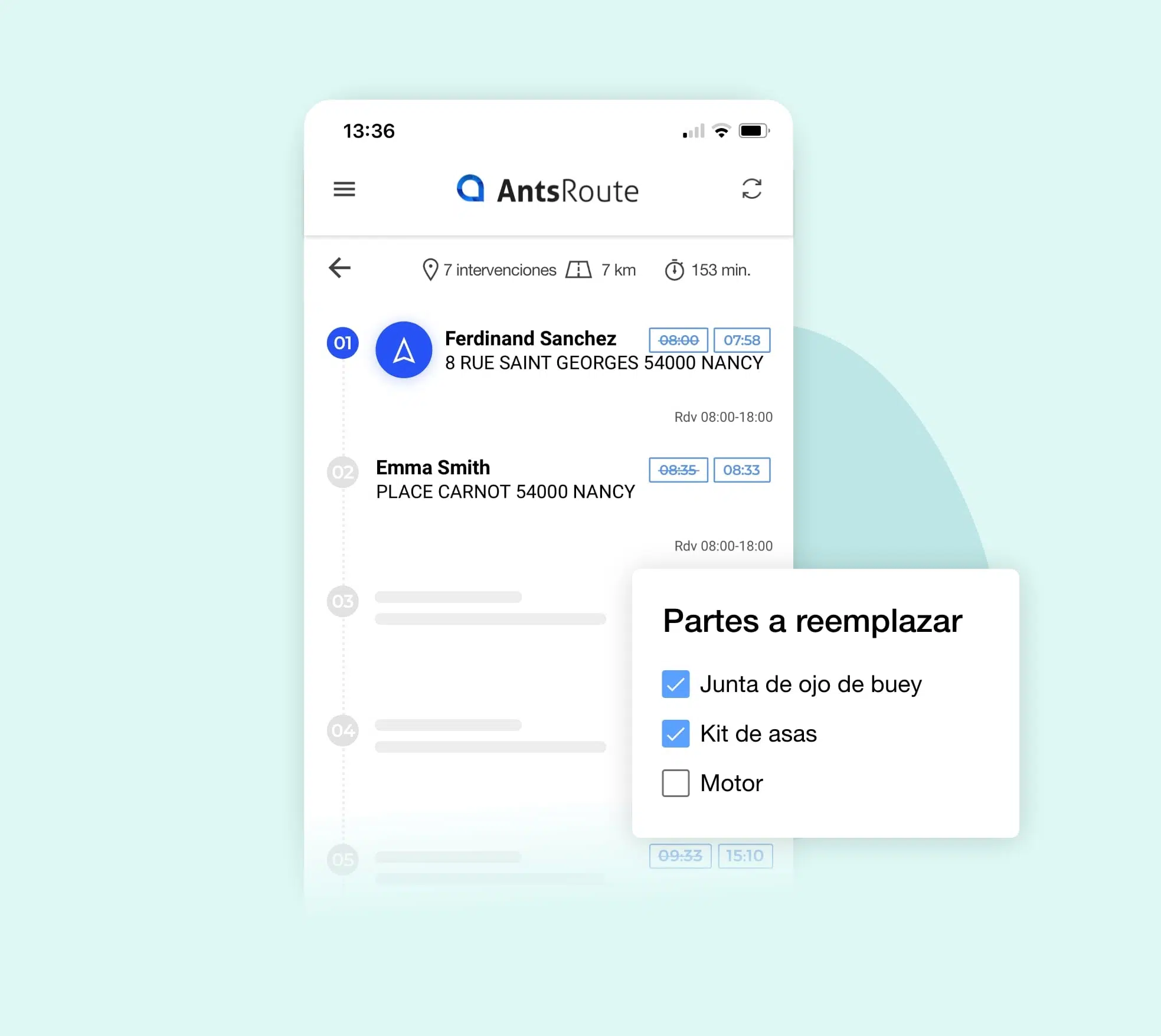 La gestión de campos personalizados relativos a las intervenciones en la aplicación móvil AntsRoute.