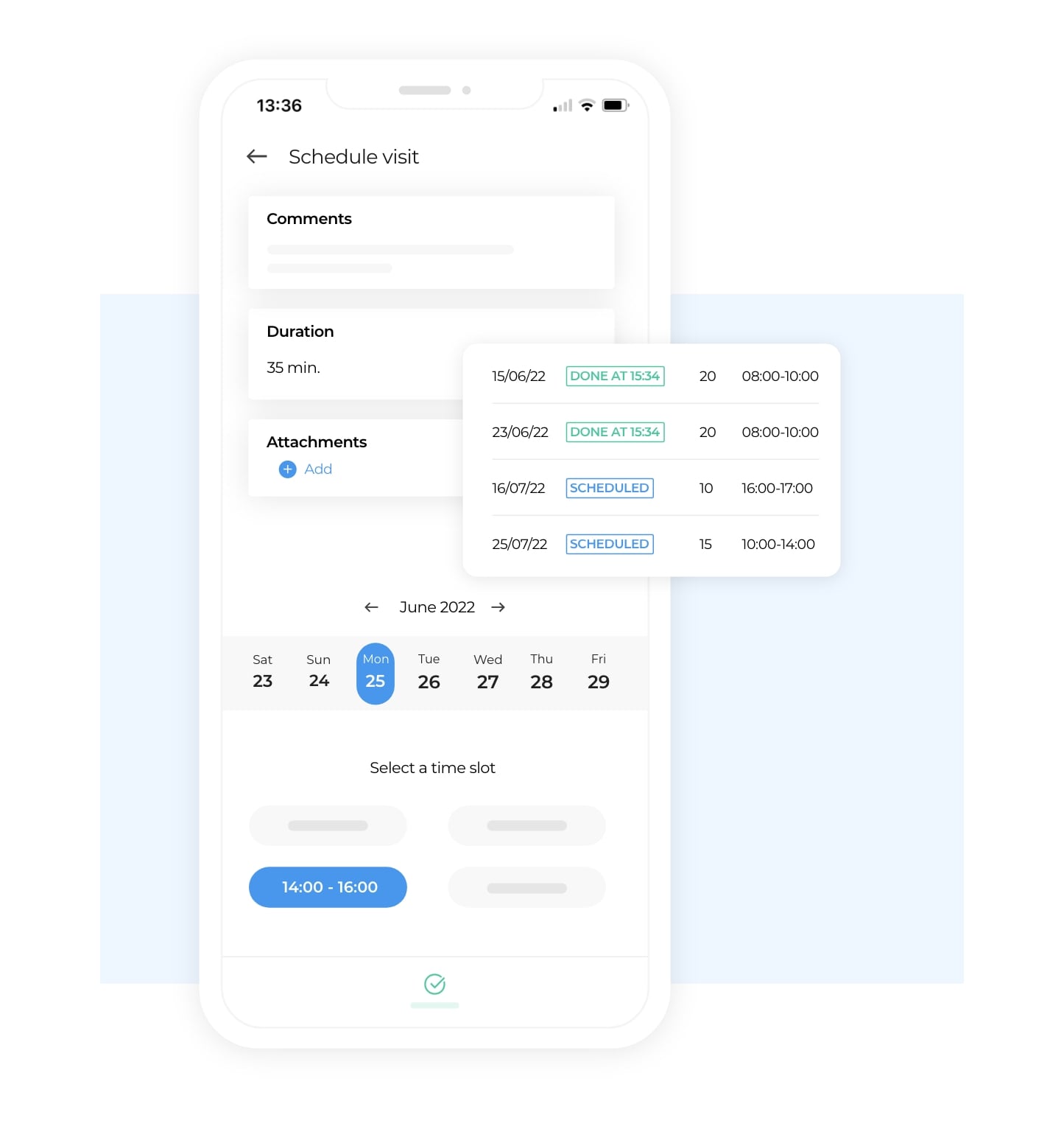 Planning a visit on the AntsRoute mobile application