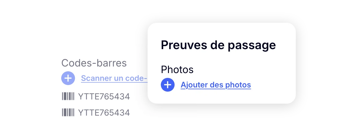 Collecte des preuves de livraison avec photos et scan de codes-barres