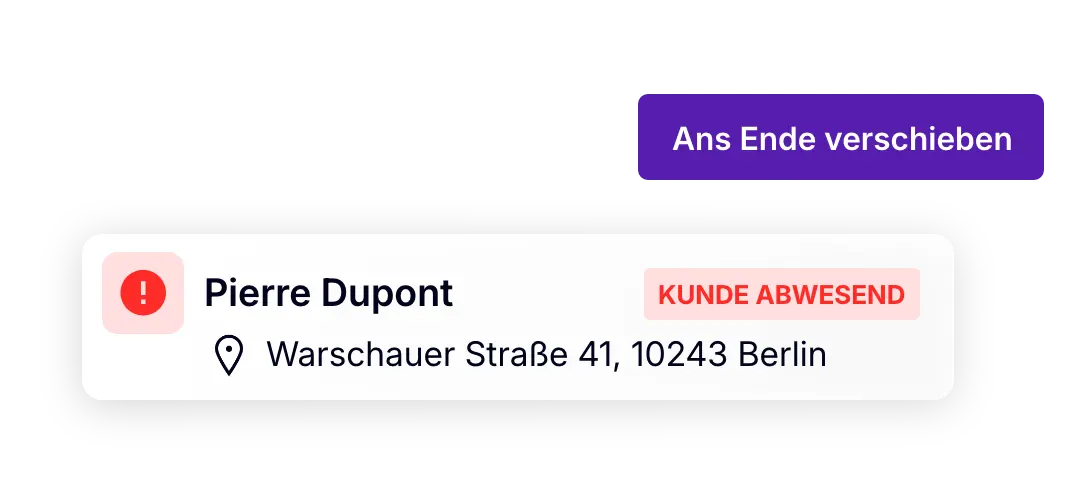 Lieferstopp bei Abwesenheit des Kunden ans Ende der laufenden Tour verschieben