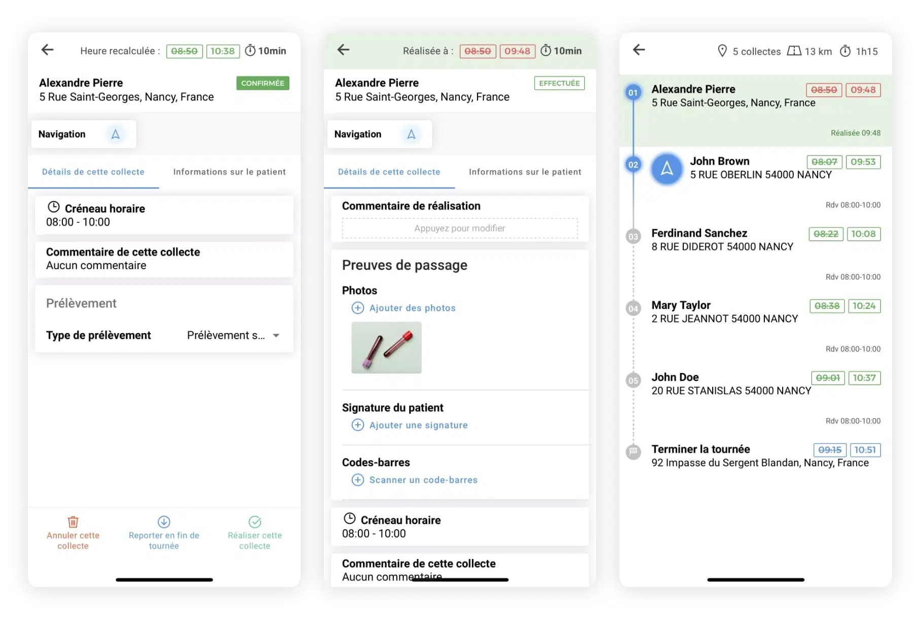 La validation d'une collecte d'échantillon sur l'application mobile AntsRoute.