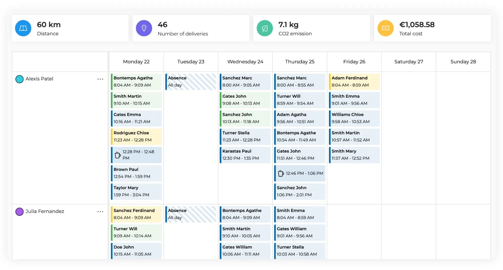 The transportation schedule on AntsRoute.
