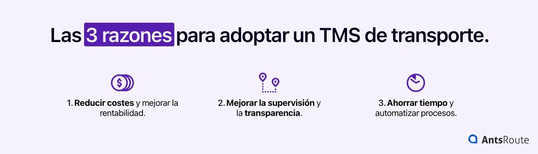 Diagrama que muestra las 3 razones para adoptar un TMS.